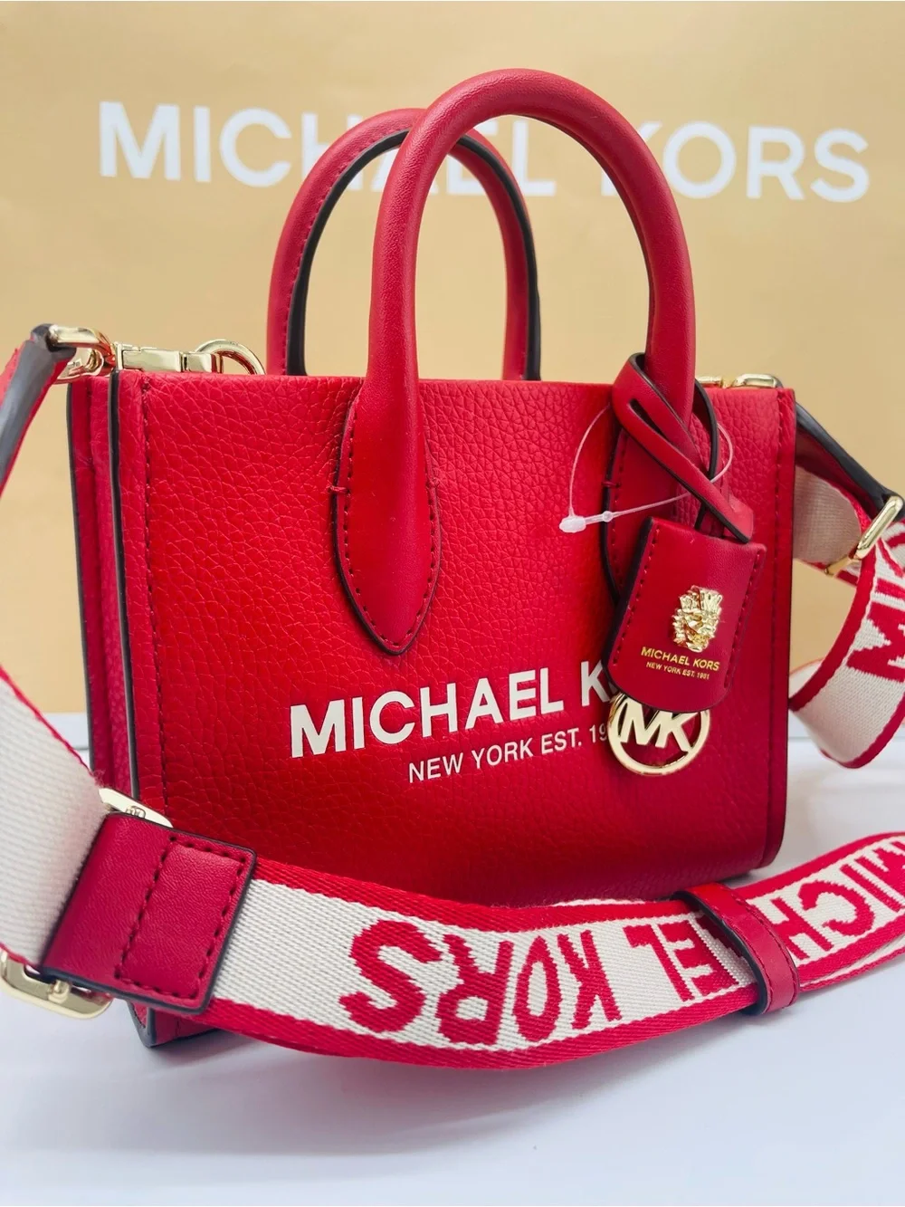 MICHAEL KORS Mirella Extra-Small XS Shopper XBody Crossbody Bag Bright Red  NWT